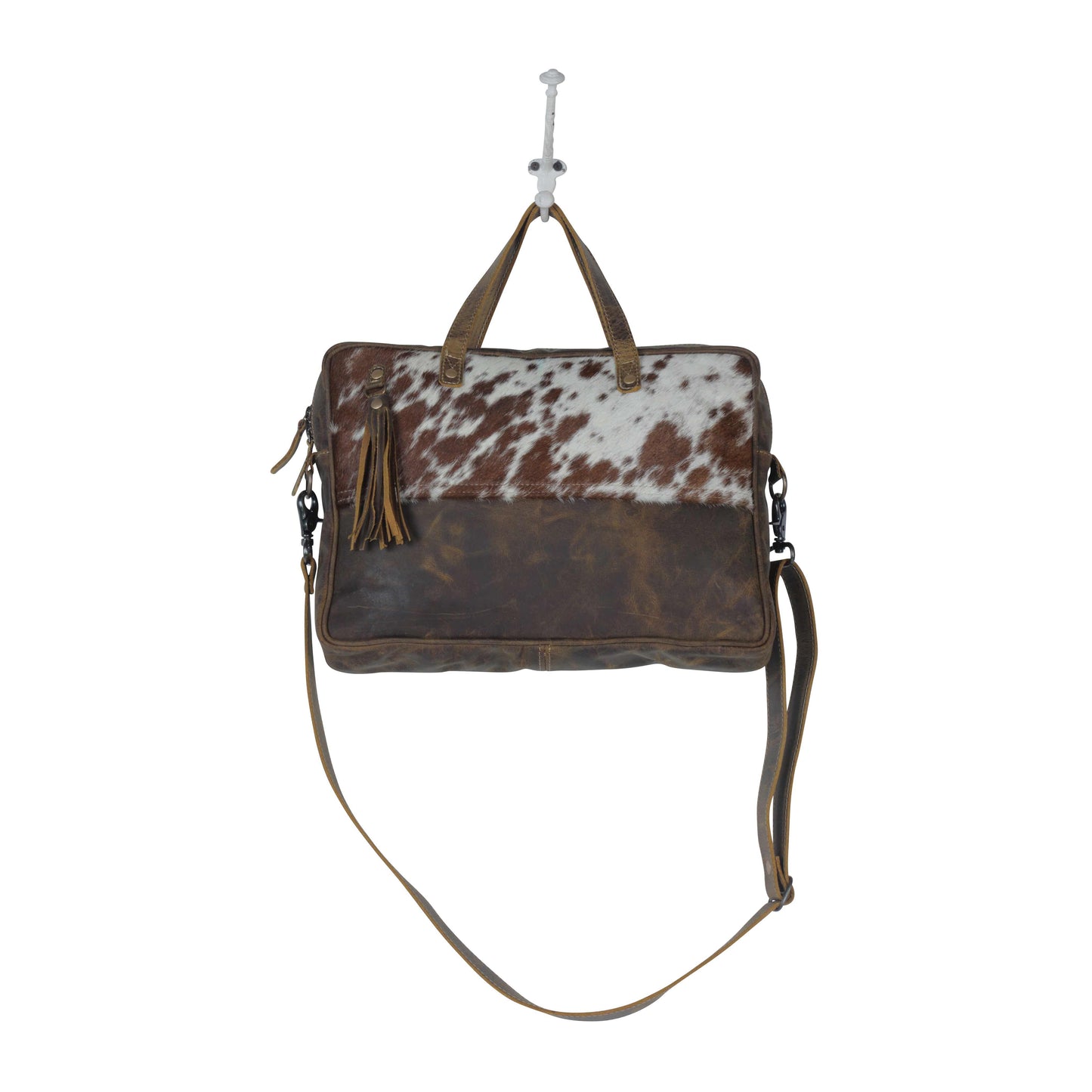 Savanna Aged Leather & Cowhide Laptop Bag