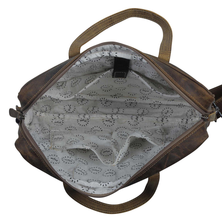 Savannah Aged Leather &amp; Cowhide Laptop Bag