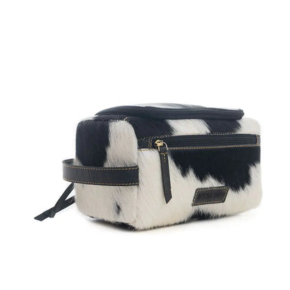 Cowhide Makeup Kit / Toilet Bag - B & W