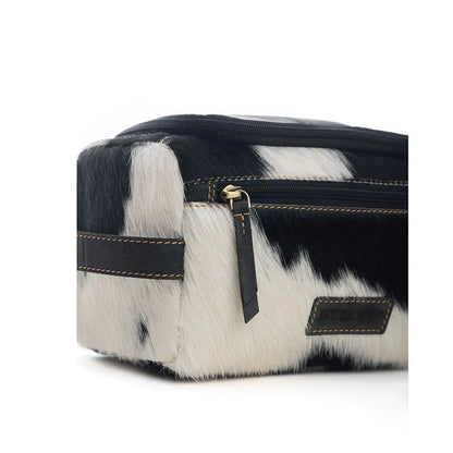 Cowhide Makeup Kit / Toilet Bag - B & W
