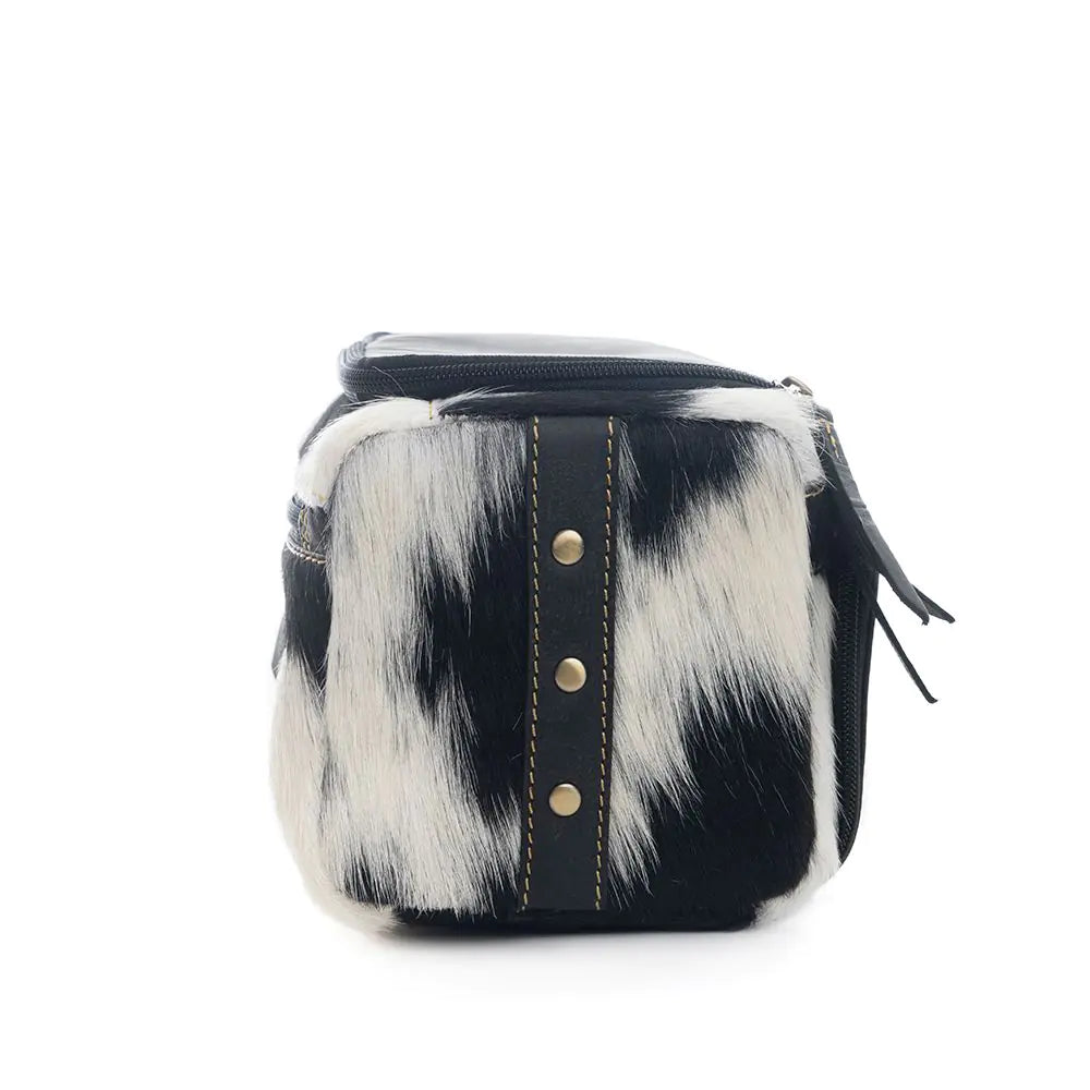 Cowhide Makeup Kit / Toilet Bag - B & W