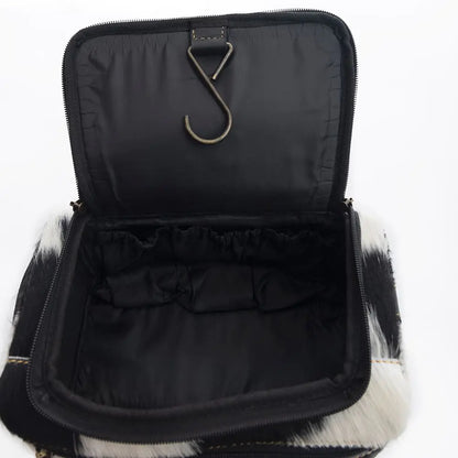 Cowhide Makeup Kit / Toilet Bag - B & W