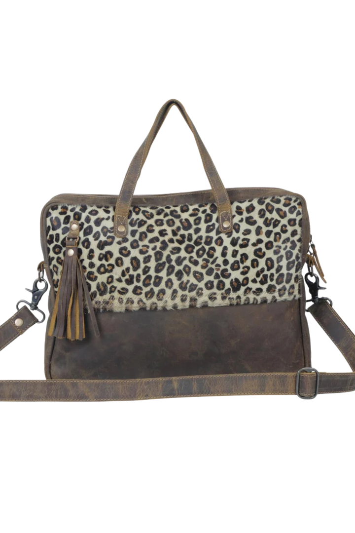 Zuri Aged Leather &amp; Cowhide Laptop Bag
