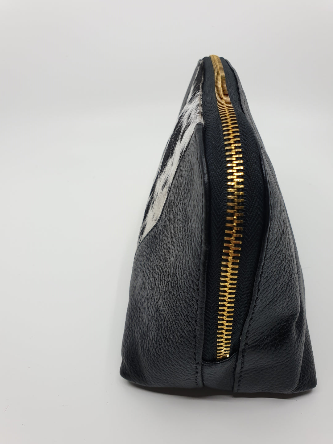 Toilet/Make up Bag - Black &amp; White Brazilian Cowhide &amp; Leather