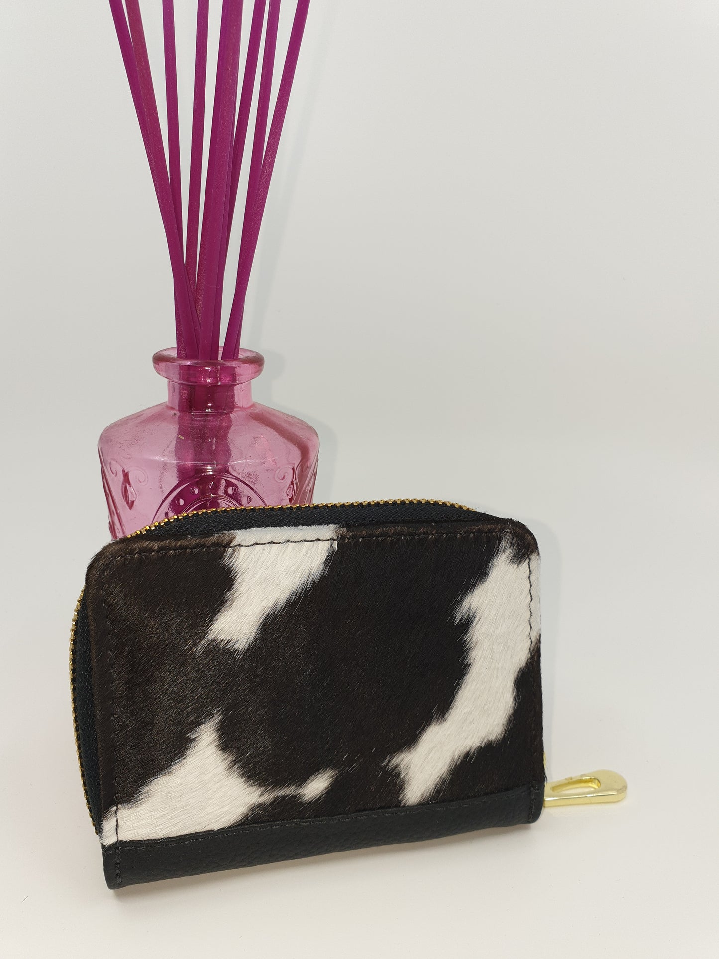 Cutie Pie Coin Purse - Black & White Cowhide