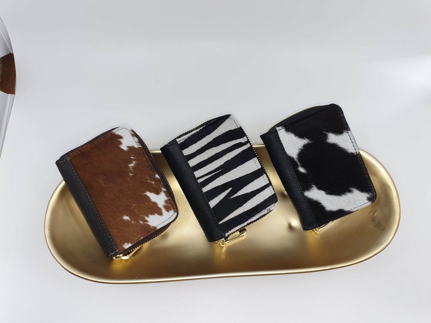 Cutie Pie Coin Purse - Black & White Cowhide
