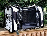 Black & White Cowhide DOG CARRIER - Small Dog